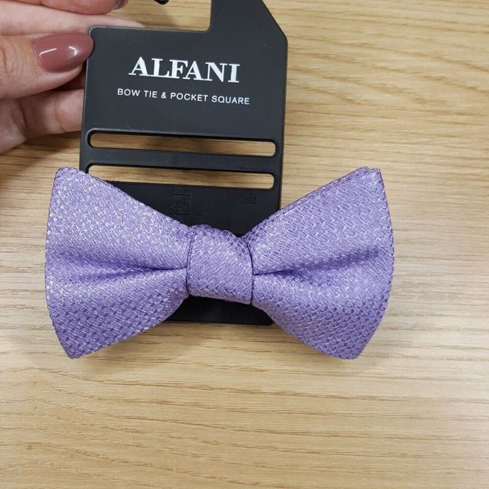 ALFANI Mens Bow Tie Purple Textured Adjustable